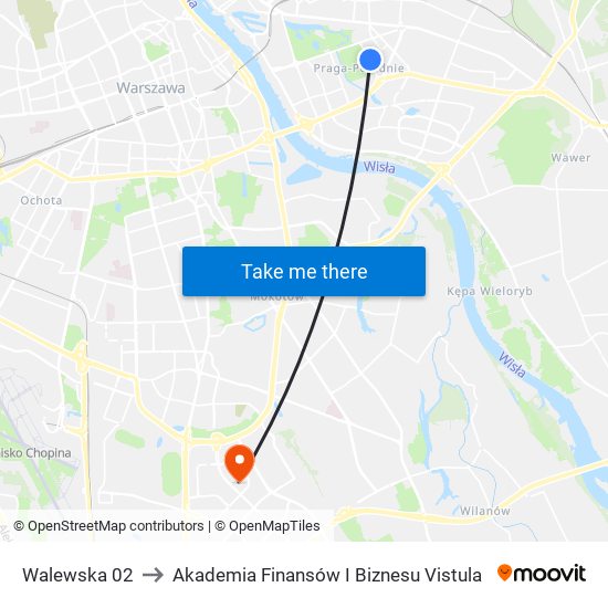 Walewska to Akademia Finansów I Biznesu Vistula map