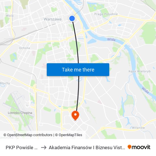 PKP Powiśle 03 to Akademia Finansów I Biznesu Vistula map