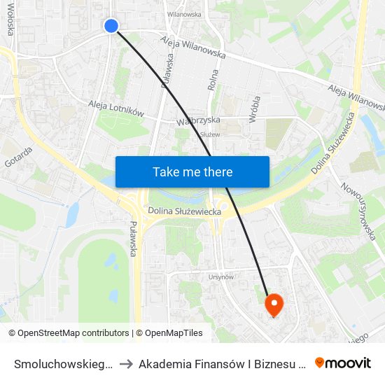 Smoluchowskiego 02 to Akademia Finansów I Biznesu Vistula map