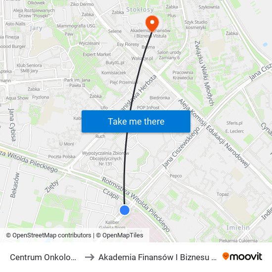 Centrum Onkologii 02 to Akademia Finansów I Biznesu Vistula map