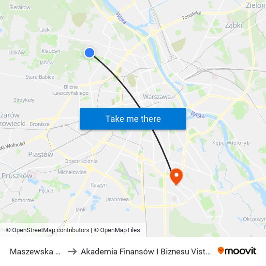 Maszewska 01 to Akademia Finansów I Biznesu Vistula map