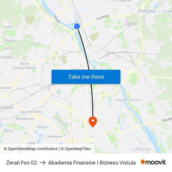 Żerań Fso 02 to Akademia Finansów I Biznesu Vistula map