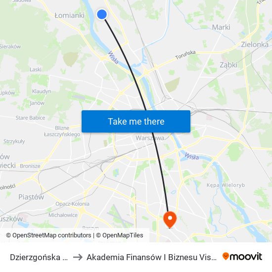 Dzierzgońska to Akademia Finansów I Biznesu Vistula map