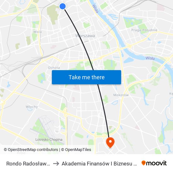 Rondo Radosława 04 to Akademia Finansów I Biznesu Vistula map