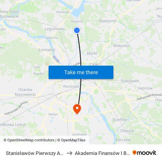 Stanisławów Pierwszy Aleksandrów 01 to Akademia Finansów I Biznesu Vistula map