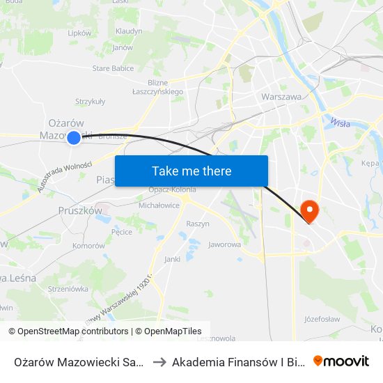 Ożarów Mazowiecki Sanktuarium to Akademia Finansów I Biznesu Vistula map