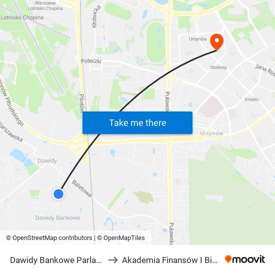 Dawidy Bankowe Parlamentarna 02 to Akademia Finansów I Biznesu Vistula map