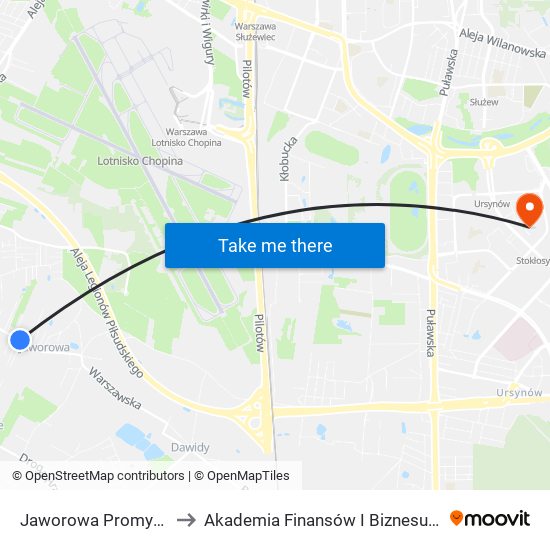 Jaworowa Promyka 02 to Akademia Finansów I Biznesu Vistula map