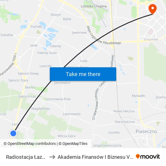 Radiostacja Łazy to Akademia Finansów I Biznesu Vistula map