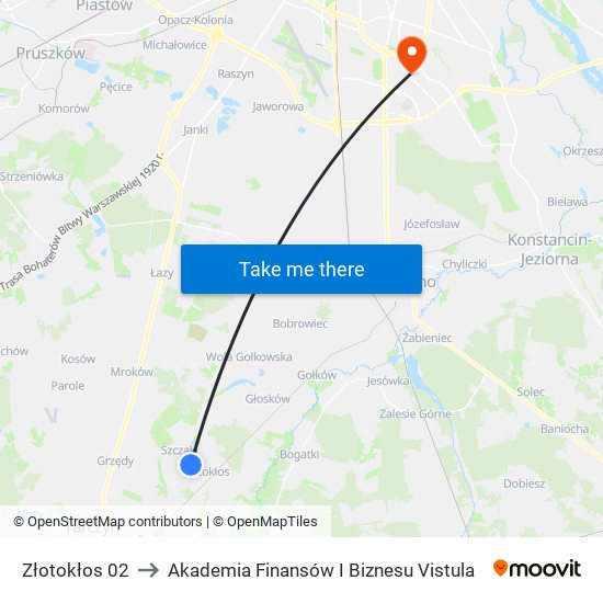 Złotokłos 02 to Akademia Finansów I Biznesu Vistula map