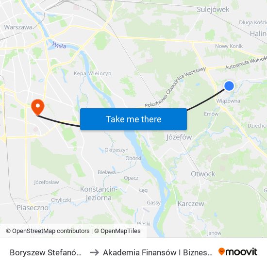 Stefanówka to Akademia Finansów I Biznesu Vistula map