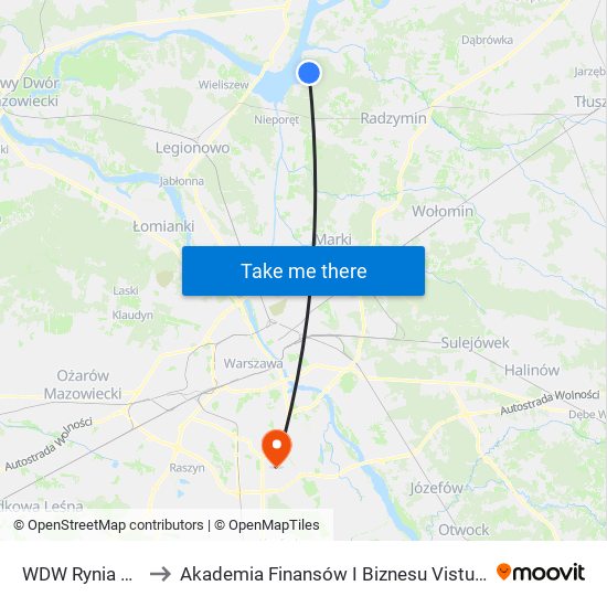 WDW Rynia 02 to Akademia Finansów I Biznesu Vistula map