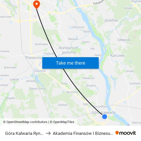 Góra Kalwaria Rynek 02 to Akademia Finansów I Biznesu Vistula map