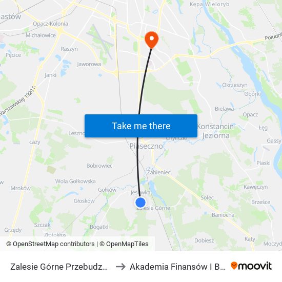 Zalesie Górne Przebudzenia Wiosny 01 to Akademia Finansów I Biznesu Vistula map