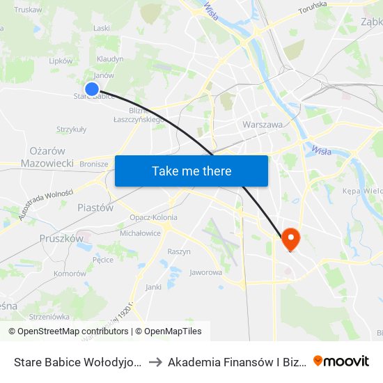 Stare Babice Wołodyjowskiego to Akademia Finansów I Biznesu Vistula map