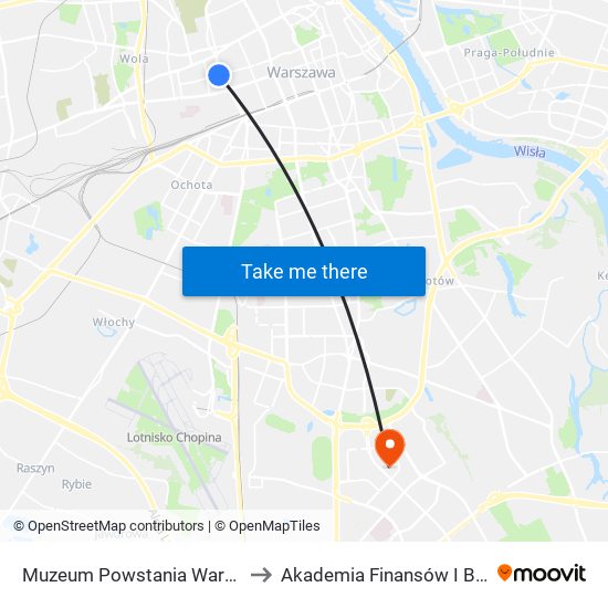 Muzeum Powstania Warszawskiego 01 to Akademia Finansów I Biznesu Vistula map