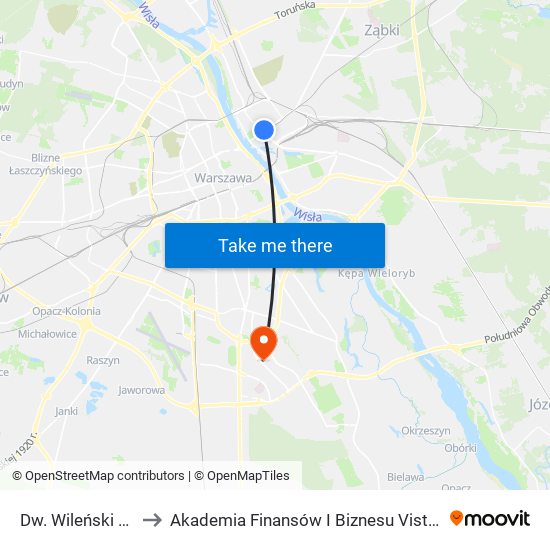 Dw. Wileński 02 to Akademia Finansów I Biznesu Vistula map