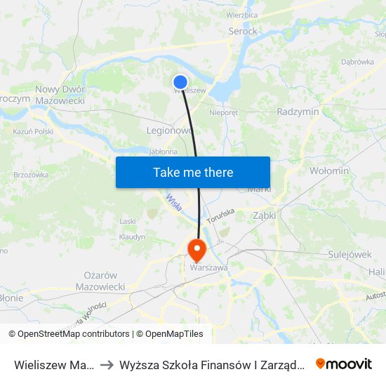 Wieliszew Magnolii 01 to Wyższa Szkoła Finansów I Zarządzania W Warszawie map