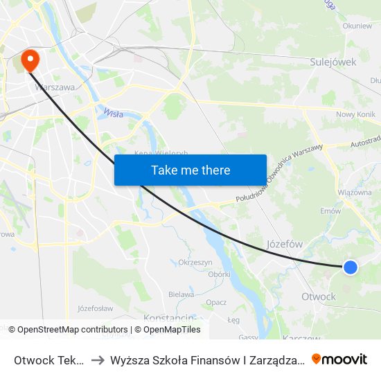 Otwock Teklin II 02 to Wyższa Szkoła Finansów I Zarządzania W Warszawie map