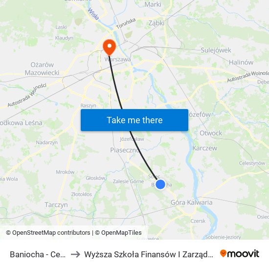 Baniocha-Centrum to Wyższa Szkoła Finansów I Zarządzania W Warszawie map