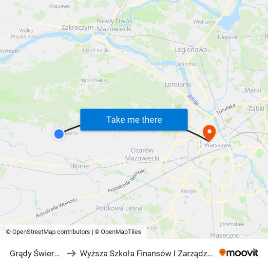 Grądy Świerkowa 02 to Wyższa Szkoła Finansów I Zarządzania W Warszawie map