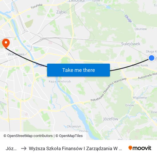 Józefin to Wyższa Szkoła Finansów I Zarządzania W Warszawie map