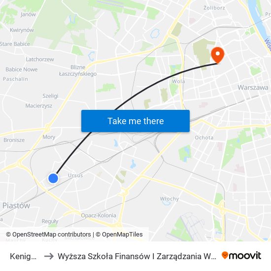 Keniga 01 to Wyższa Szkoła Finansów I Zarządzania W Warszawie map