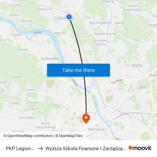 PKP Legionowo 04 to Wyższa Szkoła Finansów I Zarządzania W Warszawie map