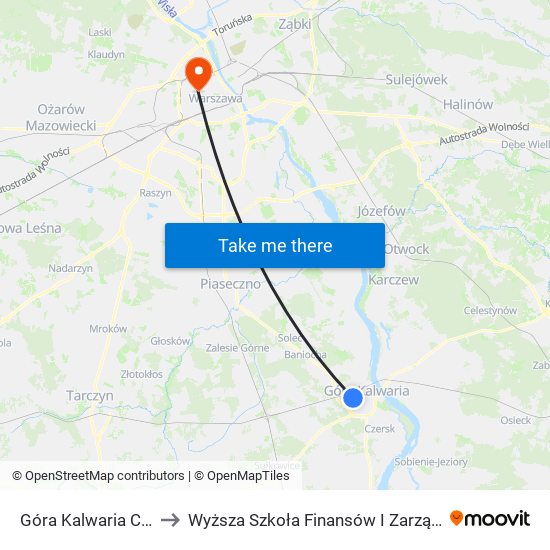 Góra Kalwaria Cmentarz 01 to Wyższa Szkoła Finansów I Zarządzania W Warszawie map