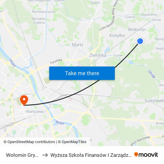 Wołomin Gryczana to Wyższa Szkoła Finansów I Zarządzania W Warszawie map