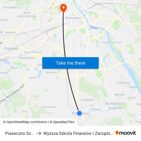 Piaseczno Szkolna to Wyższa Szkoła Finansów I Zarządzania W Warszawie map