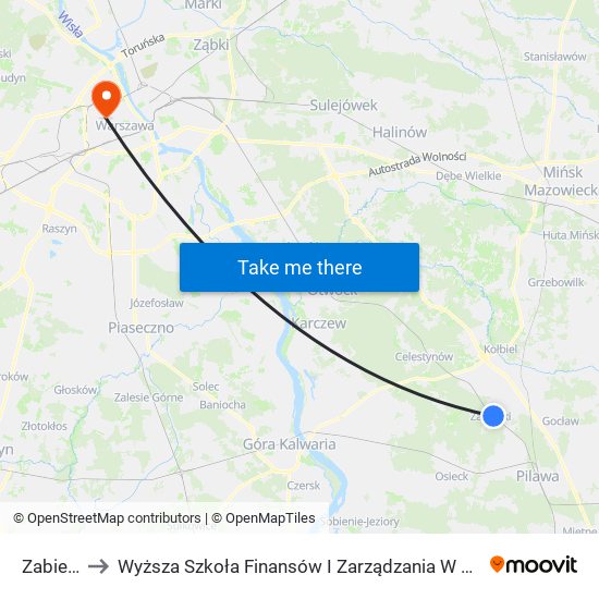 Zabieżki to Wyższa Szkoła Finansów I Zarządzania W Warszawie map