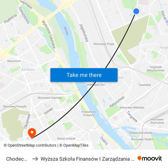 Chodecka 03 to Wyższa Szkoła Finansów I Zarządzania W Warszawie map