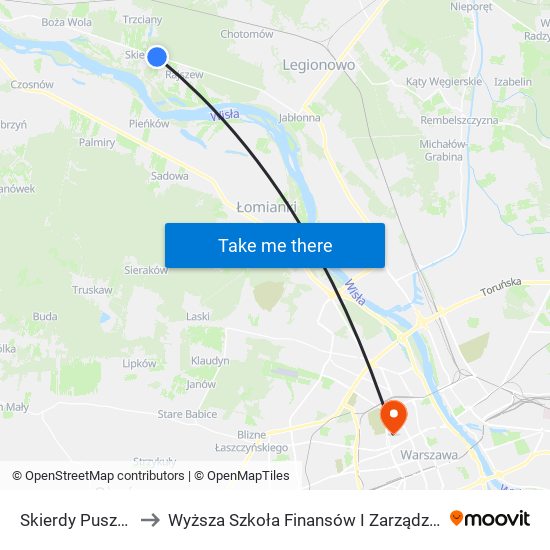 Skierdy Puszczyka 01 to Wyższa Szkoła Finansów I Zarządzania W Warszawie map