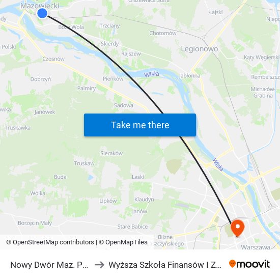 Nowy Dwór Maz. Paderewskiego 01 to Wyższa Szkoła Finansów I Zarządzania W Warszawie map