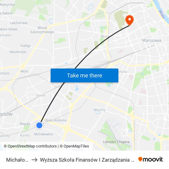 Michałowice to Wyższa Szkoła Finansów I Zarządzania W Warszawie map