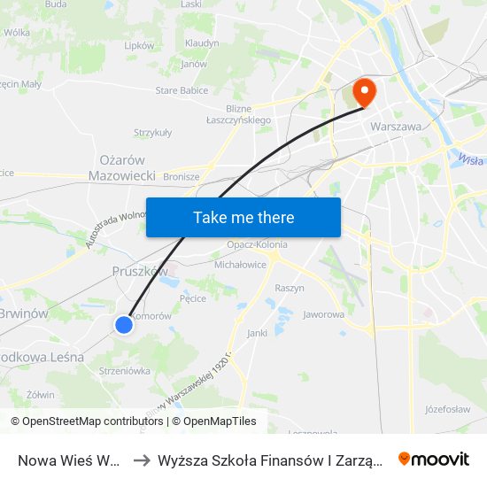 Nowa Wieś Warszawska to Wyższa Szkoła Finansów I Zarządzania W Warszawie map