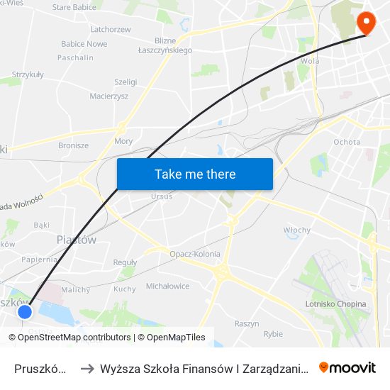 Pruszków Wkd to Wyższa Szkoła Finansów I Zarządzania W Warszawie map