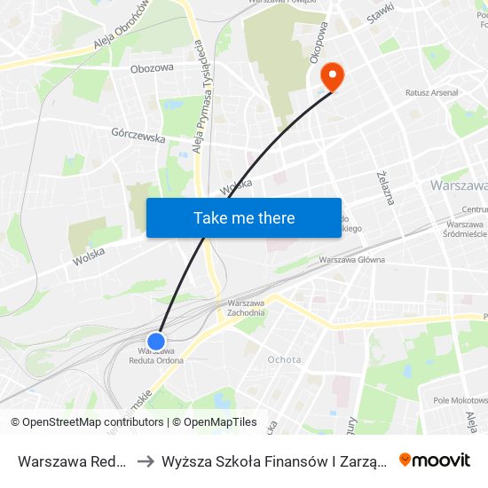 Warszawa Reduta Ordona to Wyższa Szkoła Finansów I Zarządzania W Warszawie map