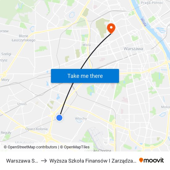 Warszawa Salomea to Wyższa Szkoła Finansów I Zarządzania W Warszawie map