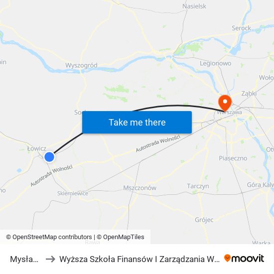 Mysłaków to Wyższa Szkoła Finansów I Zarządzania W Warszawie map