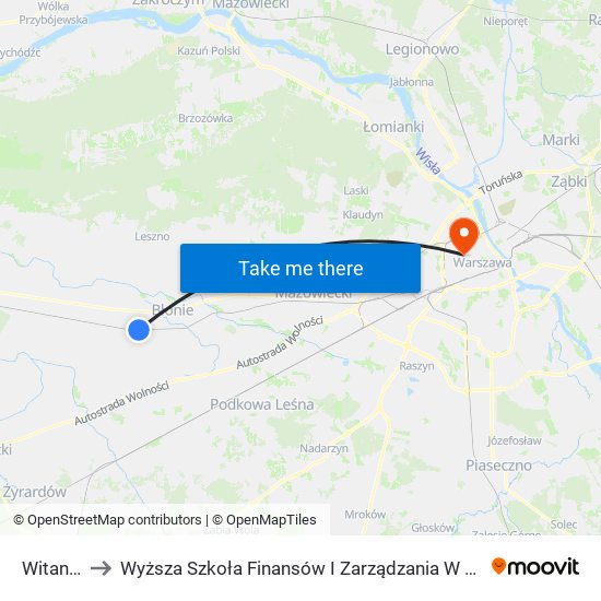 Witanów to Wyższa Szkoła Finansów I Zarządzania W Warszawie map