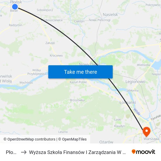 Płońsk to Wyższa Szkoła Finansów I Zarządzania W Warszawie map