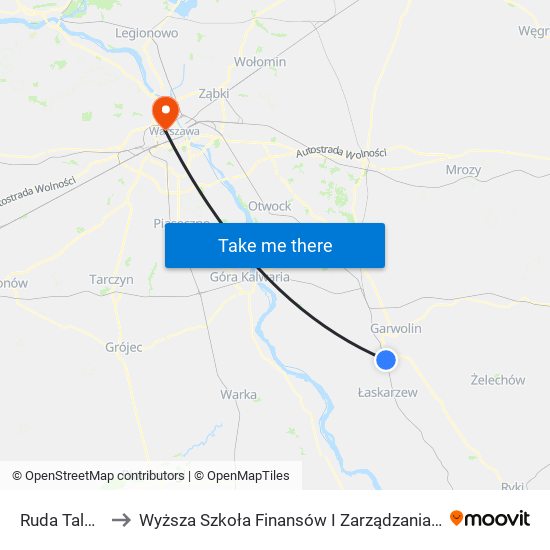 Ruda Talubska to Wyższa Szkoła Finansów I Zarządzania W Warszawie map