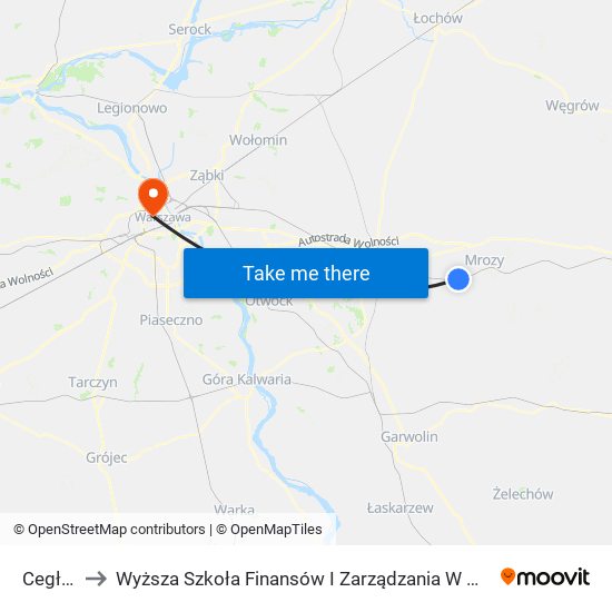 Cegłów to Wyższa Szkoła Finansów I Zarządzania W Warszawie map