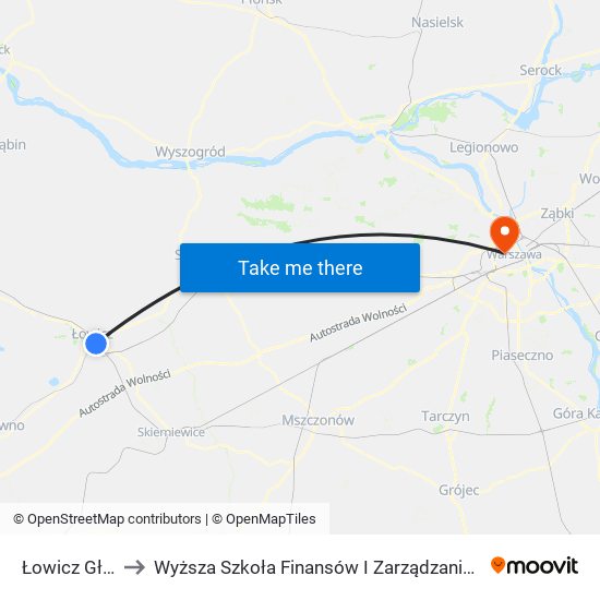 Łowicz Główny to Wyższa Szkoła Finansów I Zarządzania W Warszawie map