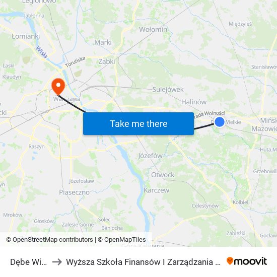 Dębe Wielkie to Wyższa Szkoła Finansów I Zarządzania W Warszawie map