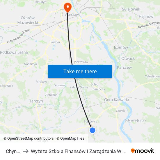 Chynów to Wyższa Szkoła Finansów I Zarządzania W Warszawie map