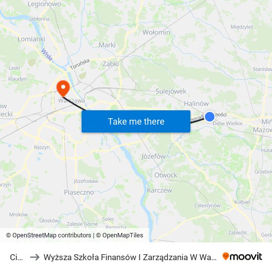 Cisie to Wyższa Szkoła Finansów I Zarządzania W Warszawie map