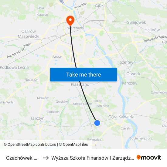 Czachówek Wschodni to Wyższa Szkoła Finansów I Zarządzania W Warszawie map